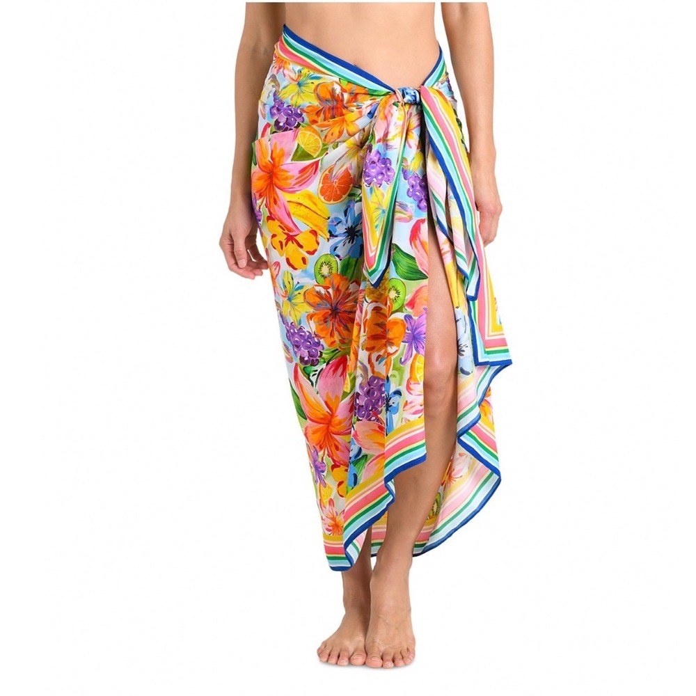 La Blanca Flora De Fruta Sarong Cover Up Multi Floral Fruit LB6DN40-MLT OS NWT
